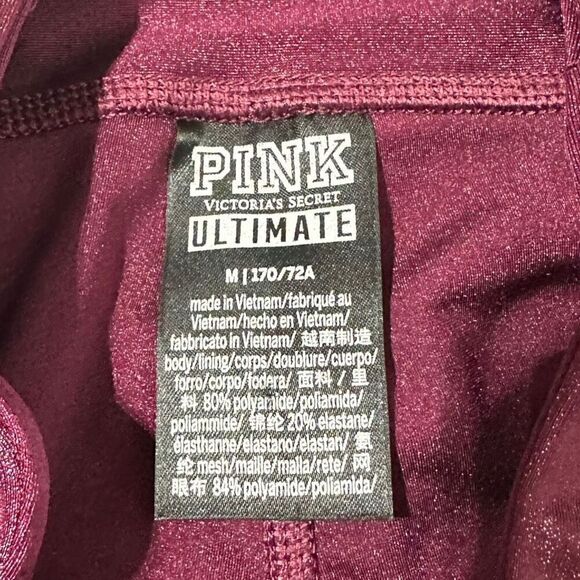 Victoria's Secret PINK Women’s Maroon Shimmery Fabric Geometric Leggings Size Me - Picture 4 of 14